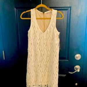NWT  cream dress w/ taupe cotton underlay. Beauty